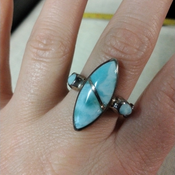 Jewelry - Larimar Sterling Silver Ring Size 10